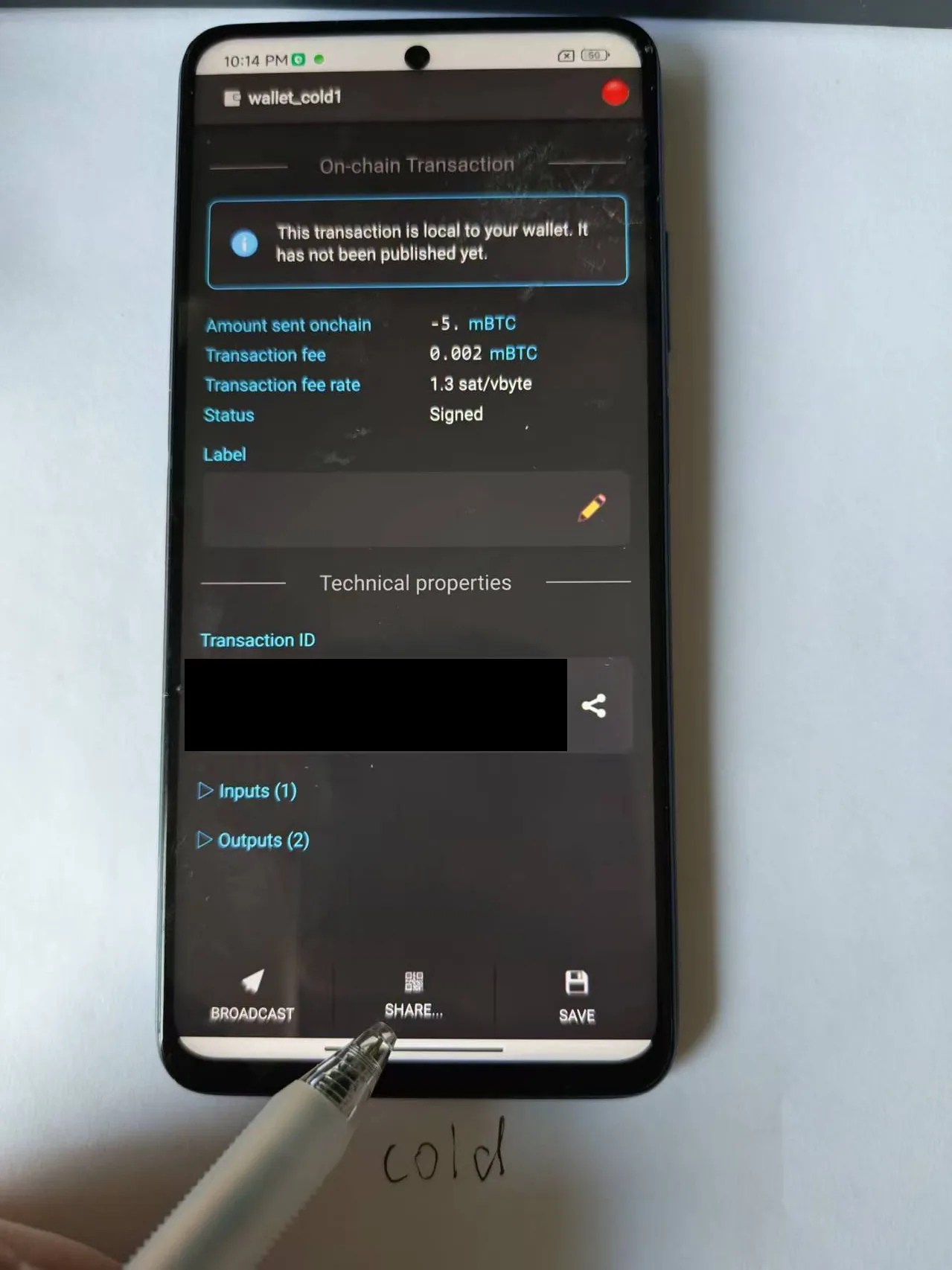 Sharing the signed transaction